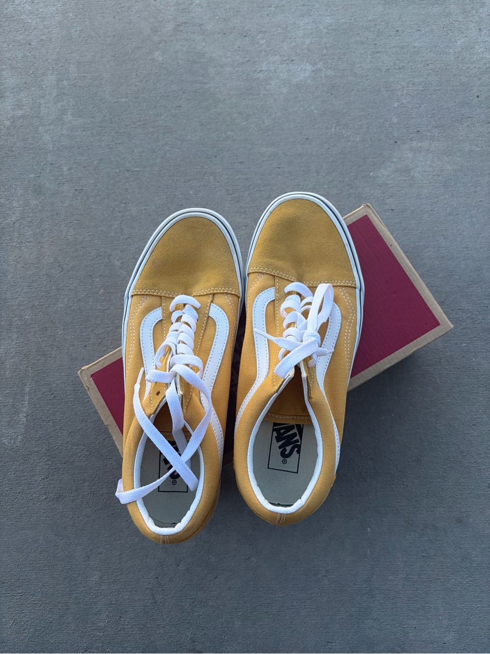 Vans Women's Old Skool Canvas Sneakers — Mustard Yellow with White Stripe